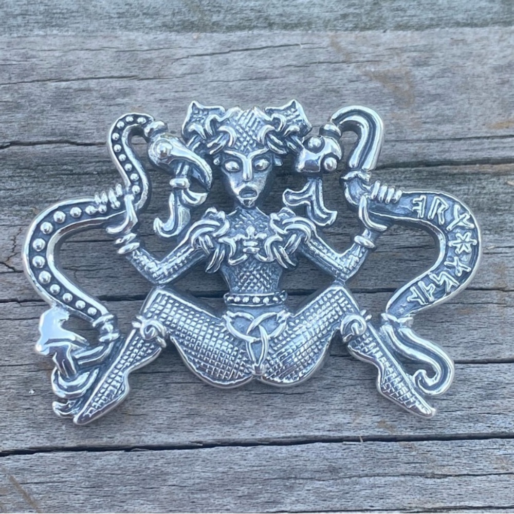 Viking Snake Witch Pendant .925 Sterling Silver Rune Snake Charmer